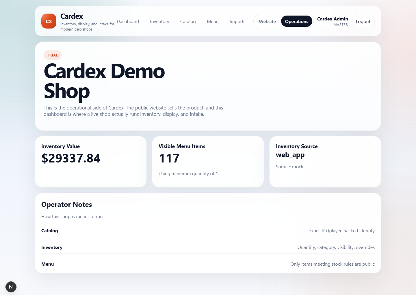 Cardex catalog and product workflow