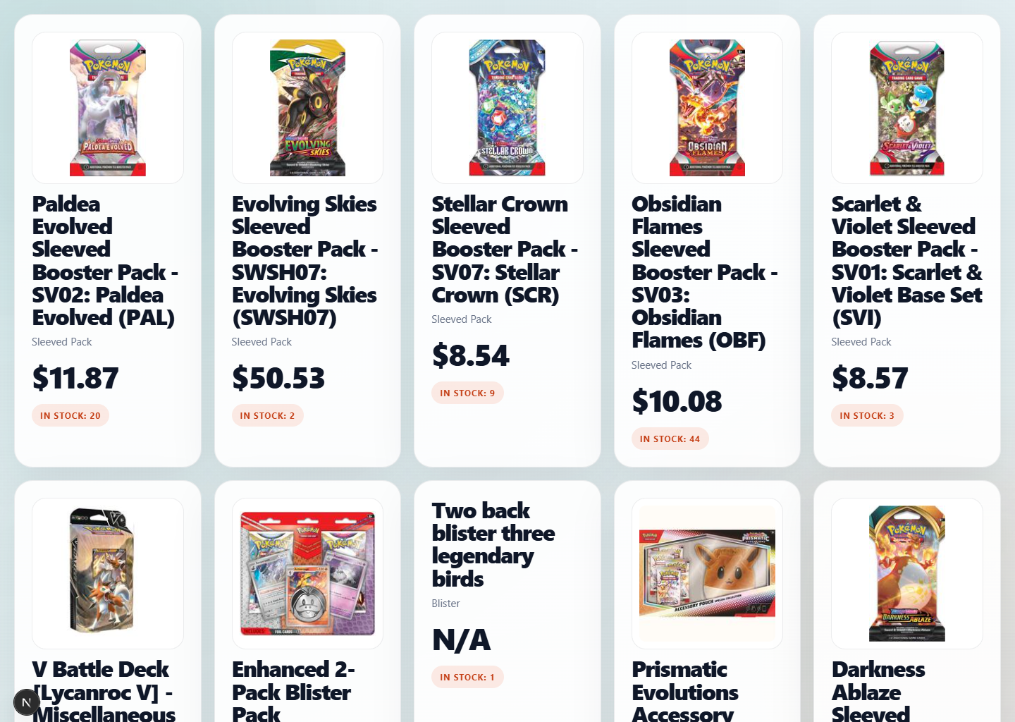 Cardex live menu workflow
