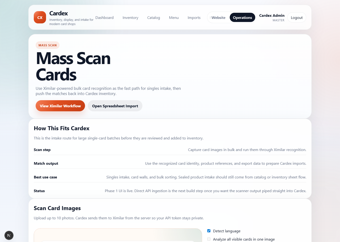 Cardex scanner workflow